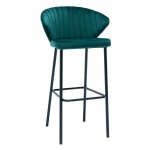 Miliboo - tabouret de bar design en tissu velours gaufré bleu canard h78 cm dally Miliboo - tabouret de bar design en tissu velours gaufré bleu canard h78 cm dally