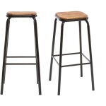 Miliboo - tabourets de bar empilables noir et bois fonc� h77. 5 cm (lot de 2) memphis