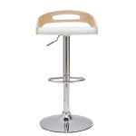 Miliboo - tabouret de bar r�glable design blanc et bois clair mano