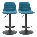 Miliboo - tabourets de bar rglables en tissu et mtal bleu canard (lot de 2) saury