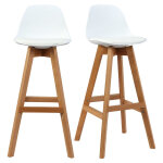 Tabourets de bar scandinaves blanc et bois 65 cm (lot de 2) mini pauline