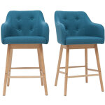 Miliboo - tabourets de bar scandinaves bleu canard et bois h65 cm (lot de 2) baltik Miliboo - tabourets de bar scandinaves bleu canard et bois h65 cm (lot de 2) baltik