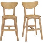 Miliboo ? tabourets de bar scandinaves h65 cm ? lot de 2 ? structure en h�v�a massif ? finition ch�ne ...