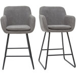 Miliboo - tabourets de bar en tissu effet velours gris h65 cm (lot de 2) amika Miliboo - tabourets de bar en tissu effet velours gris h65 cm (lot de 2) amika