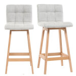 Miliboo - tabourets de bar en tissu gris clair et bois h65 cm (lot de 2) klaris