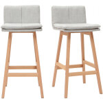 Miliboo - tabouret de bar en tissu gris perle et bois (lot de 2) joan