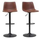 Miliboo - tabourets de bar vintage rglables pivotants marron clair (lot de 2) new rock