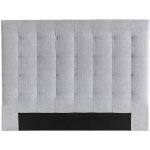 Tte de lit capitonne en tissu gris l140 cm halciona