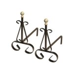Chenets boutons laiton 35x15 h 25 50037 Chenets boutons laiton 35x15 h 25 50037