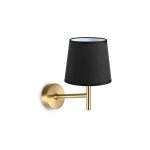 Millumine - applique murale laiton bross� et abat - jour noir mathy