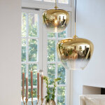 Millumine - suspension verre mayson or et transparent diam. 30
