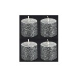 Mini bougie paillette non parfume - set de 4 pcs - argent silumen