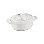 Mini cocotte ovale 11 cm blanche en c�ramique