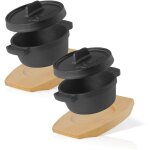 Mini dutch oven (2 pices)  11 cm - rond pot de service en fonte - bbq - toro