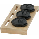 Mini dutch oven set avec socle en bois 3 x � 11 cm casserole - bbq - toro