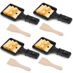 Mini ensemble de 4 po�les � raclette au fromage, po�lons carr�s, avec 4 spatules en bois pour la grille ...