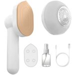 Mini fer � repasser rechargeable 2 en 1 avec brosse � peluches de voyage couleur: blanc