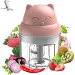 Mini hachoir �lectrique, 250ml presse - ail �lectrique sans fil mixeur hachoir legume a viande portable(rose) ...