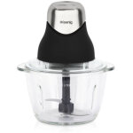 Mini hachoir �lectrique - h. koenig - leo8 - 320 w - bol en verre 1 l - lames en acier inoxydable - noir ...