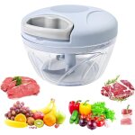 Mini hachoir manuel cuisine, 500 ml coupe oignon manuel avec cordon de tirage, mixeur manuel avec 3 lames ...
