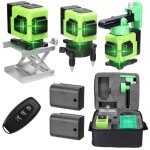 Mini niveau laser 12 lignes, ensemble de niveaux multifonctionnel, comprend divers accessoires, 2 piles, ...