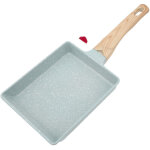 Mini po�le carr�e verte antiadh�sive en alliage d'aluminium, chauffe uniform�ment, id�ale pour la cuisson ...