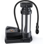 Mini pompe  vlo pour valve av / dv / sv vtt vlo de route lectrique, pompe  pied avec manomtre ultra ...