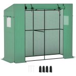 Mini - serre, serre adoss�e avec porte coulissante et fen�tres en filet, r�sistante aux uv, pour fleurs, ...