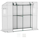 Mini serre adoss�e avec porte enroulable et fen�tres en filet, r�sistante aux uv, pour fleurs, semis, ...