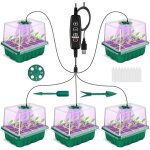 Mini serre pour plantes, 5 pi�ces bac � semis avec tapis chauffants, contr�leur de minuterie luminosit� ...