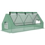 Mini serre, r�sistante aux intemp�ries, fen�tre enroulable, 240 cm x 90 cm x 90 cm, verte