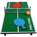 Mini table de ping pong 62 x 30, 5 x 7 cm avec 2 raquettes, 1 balle et un filet tennis de table de bureau ...