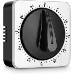 Minuteur de cuisine, bo�tier 100% m�canique en acier inoxydable, minuteur aimant� aucune pile requise, ...