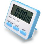 Minuteur cuisine num�rique abs, alarme forte, grands chiffres, dos magn�tique, blanc + bleu