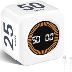 Minuteur visuel cubique, minuteur pomodoro rotatif, 5 / 10 / 25 / 50 minutes et compte � rebours personnalisab ...