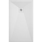 Mirlo - receveur de douche 80x100 cm extra plat onda en r�sine surface ardois�e blanc grille blanche
