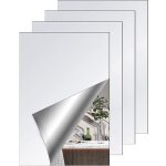 Miroir adhesif mural, 4pcs miroir mural autocollant, sans cadre, 20 x 30cm feuille miroir acrylique, ...