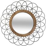 Miroir mural fleur en m�tal noir et bois d 90 cm - atmosphera