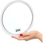 Miroir grossissant, 20x grossissant miroir avec ventouses (15cm rond) - parfait pour le miroir de maquillage ...