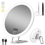 Miroir grossissant avec lumire 30x, 15cm 3 modes de couleur dimming miroir de maquillage lumineux 30x, ...