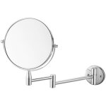 Miroir grossissant mural rond pour salle de bain, grossissement x1 / x5, r�tractable, chrom�