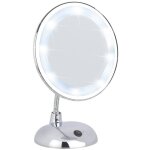 Miroir led maquillage sur pied, miroir grossissant led x3, � 16 cm, acier, 17, 5x28x12 cm, chrom� - wenko ...