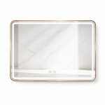 Miroir led rectangulaire - 80 x 60 cm - double �clairage led fa�ade et arri�re - or - valoria