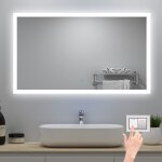 Acezanble - miroir lumineux 60 x 50cm avec 3 couleurs + dimmable + anti - bu�e, mural miroir salle de ...