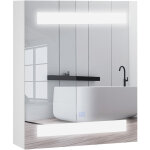 Homcom - miroir lumineux led armoire murale design de salle de bain 2 en 1 dim. 50l x 15l x 60h cm mdf ...