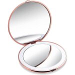 Miroir lumineux de poche, grossissant 1x / 10x ? led miroir � main de maquillage avec �clairage naturel, ...