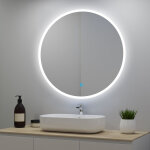 Acezanble - miroir lumineux rond 70cm avec 3 couleurs + dimmable + anti - bu�e, mural miroir salle de ...