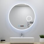 Acezanble - miroir lumineux rond 80cm avec horloge + 3 couleurs + dimmable + anti - bu�e + grossissant ...