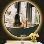 Sifree - miroir lumineux pour salle de bain � led avec �clairage tactile anti - bu�e blanc chaud round ...