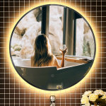 Skecten - miroir lumineux pour salle de bain � led avec �clairage tactile anti - bu�e blanc chaud round ...